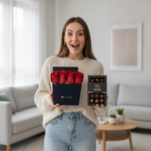 12 Rosas En Caja Mas 15 Bombones
