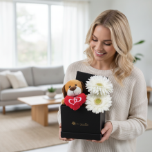 Box de Conquista, 2 Gerberas Bombones Mas Peluche