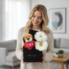 Box de Conquista, 2 Gerberas Bombones Mas Peluche