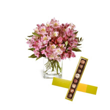 Cubo Con Alstroemerias Mas Trufas