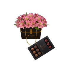 Box Cartera con Alstroemerias, Mas 15 Trufas
