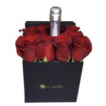 10 Rosas en Fina Caja Tu Jardin mas Champagne 187